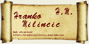 Hranko Milinčić vizit kartica